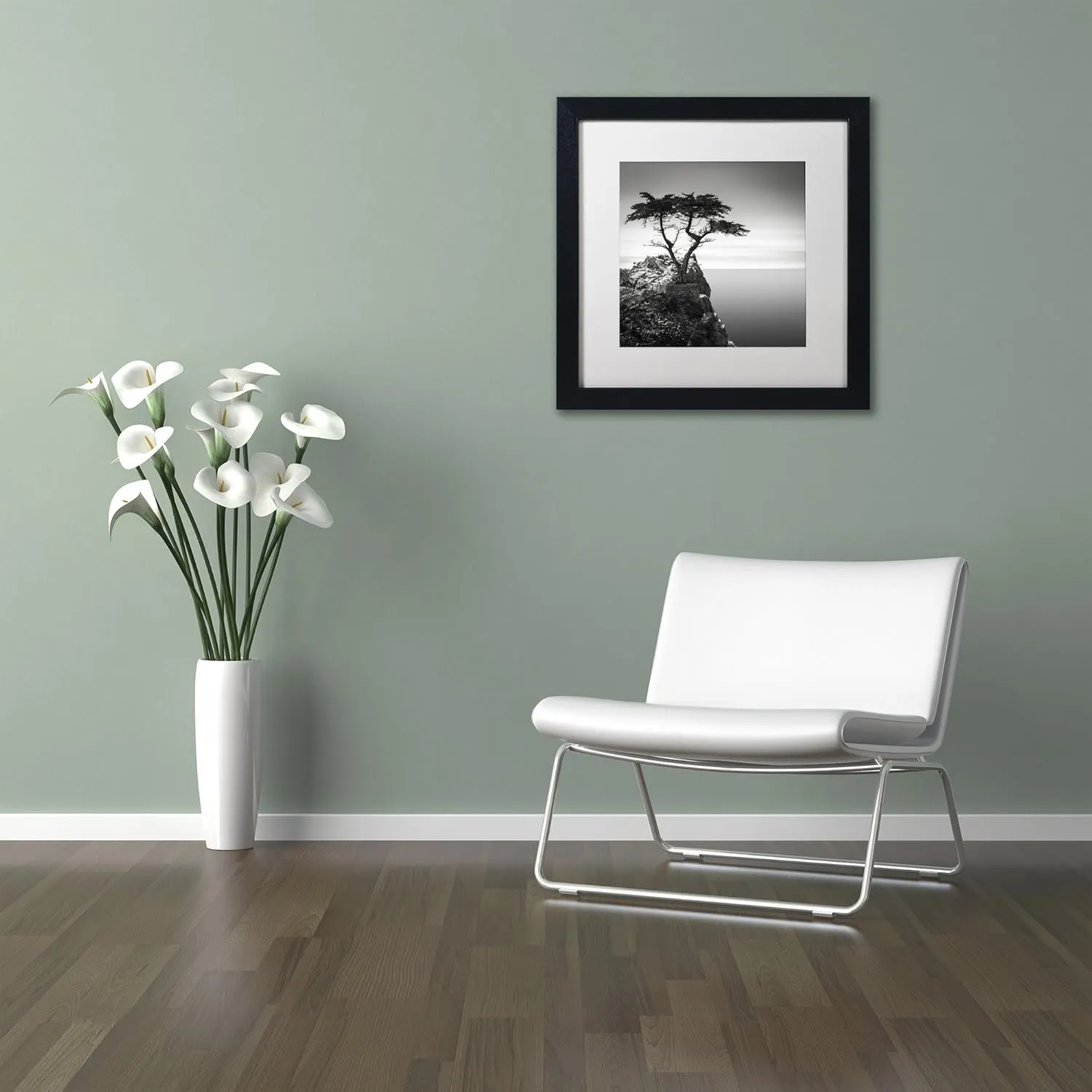 Framed Wall Art - Dave MacVicar 'The Lone Cypress' Wall Decor with Matted Frame by Trademark Fine Art