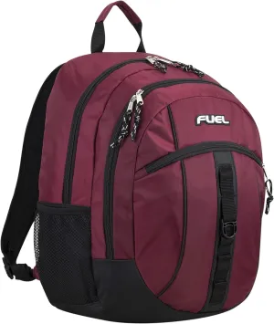 FUEL Sport Multi-Functional Carry On Luggage Weekender Gym Active Water Resistant Daypack Backpack Bag, Burgundy/Black