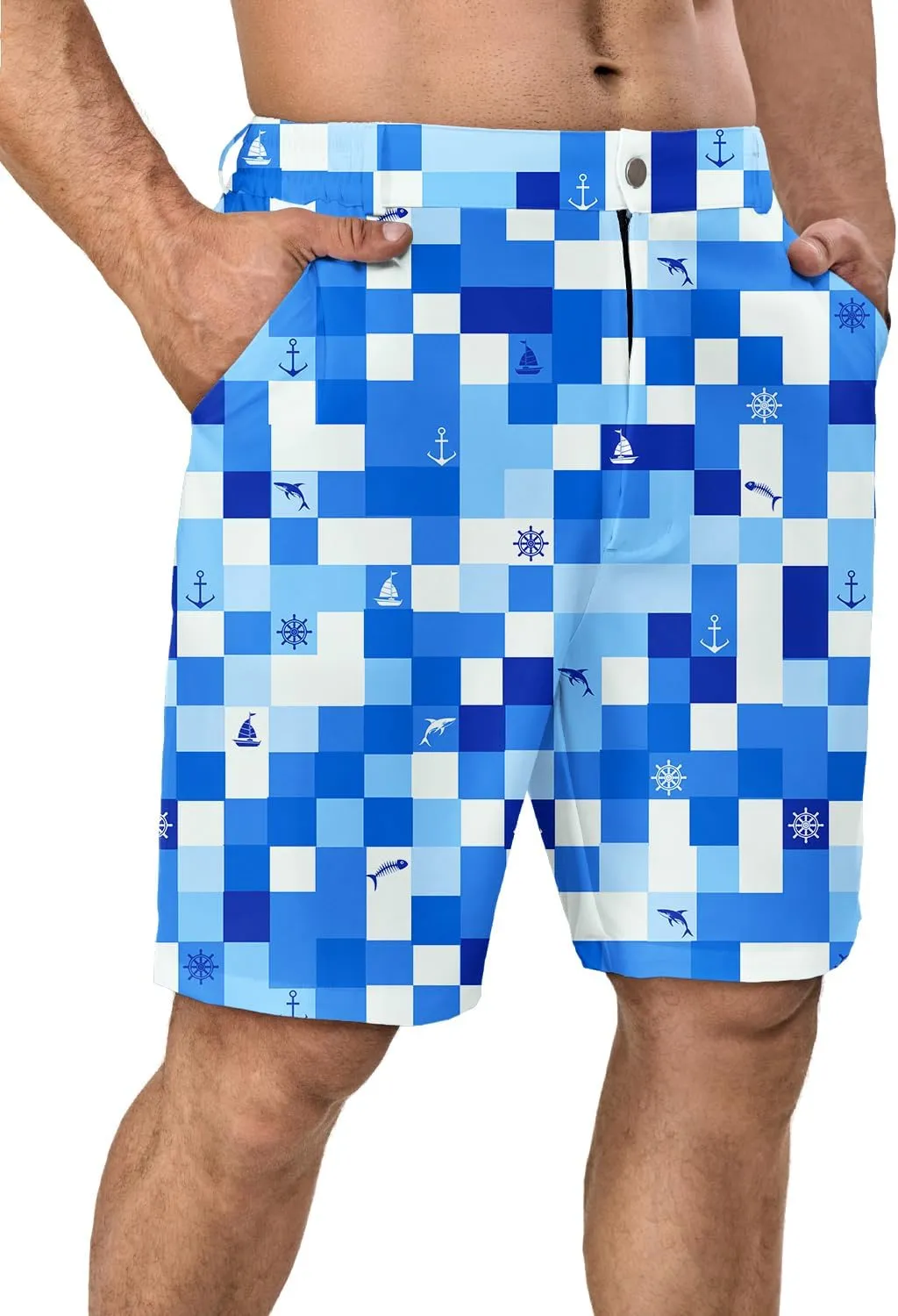 Fun Men's Golf Shorts Fun Work Polo Dress Short for Men Lightweight Quick Dry Multi-Pocket