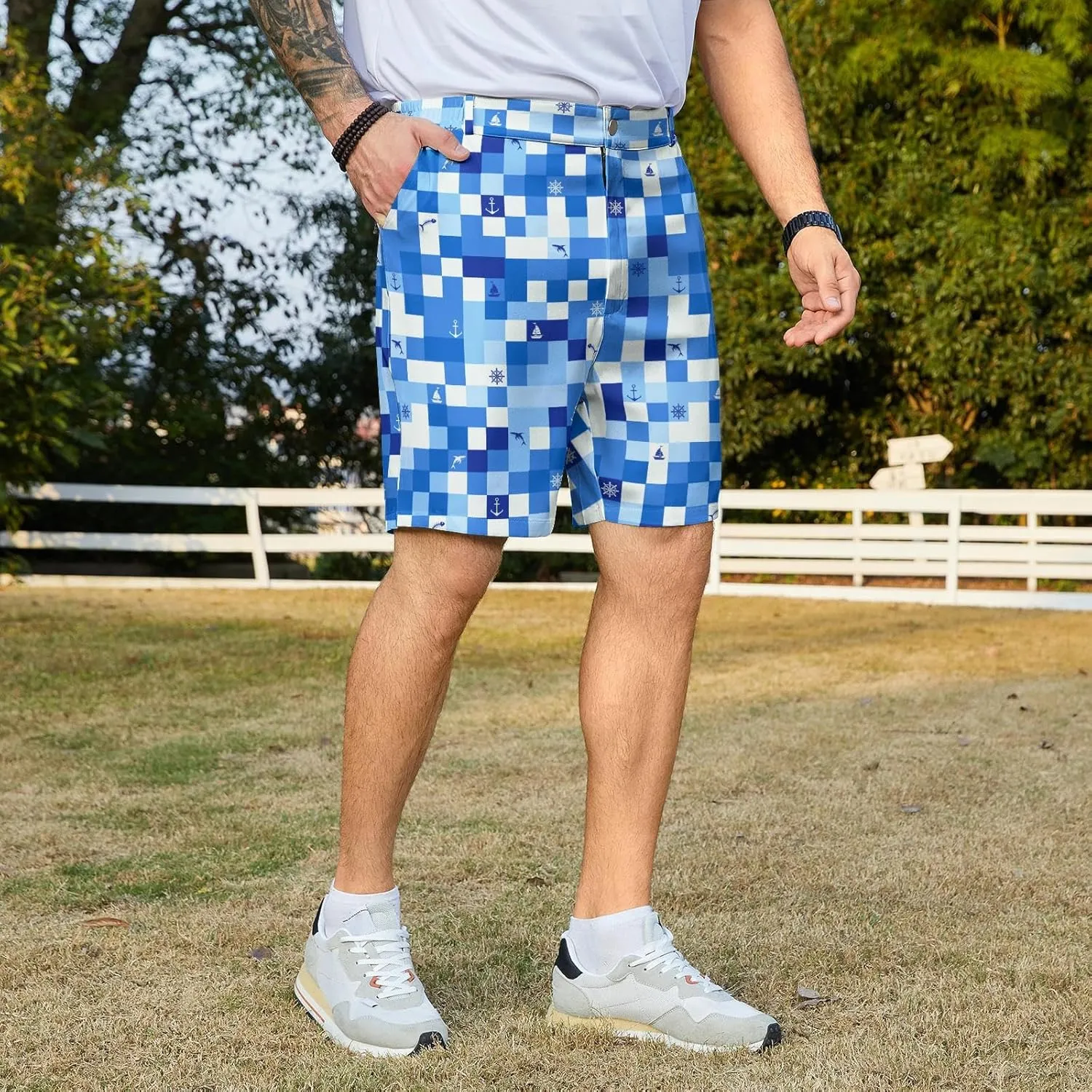 Fun Men's Golf Shorts Fun Work Polo Dress Short for Men Lightweight Quick Dry Multi-Pocket