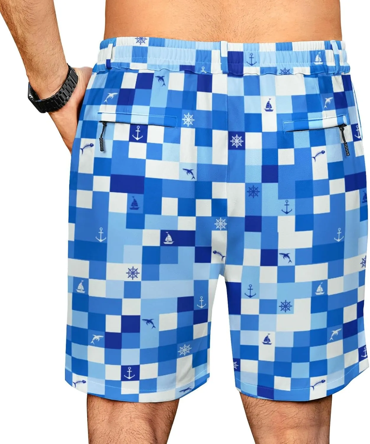 Fun Men's Golf Shorts Fun Work Polo Dress Short for Men Lightweight Quick Dry Multi-Pocket