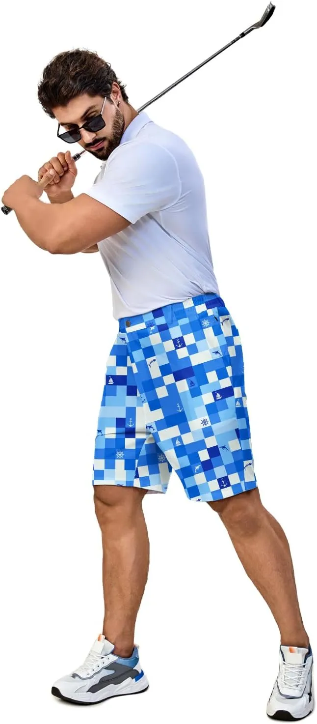Fun Men's Golf Shorts Fun Work Polo Dress Short for Men Lightweight Quick Dry Multi-Pocket