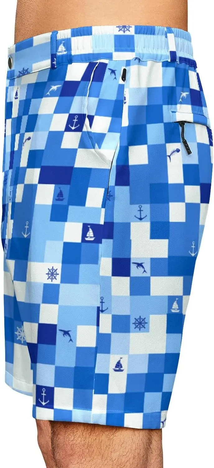 Fun Men's Golf Shorts Fun Work Polo Dress Short for Men Lightweight Quick Dry Multi-Pocket