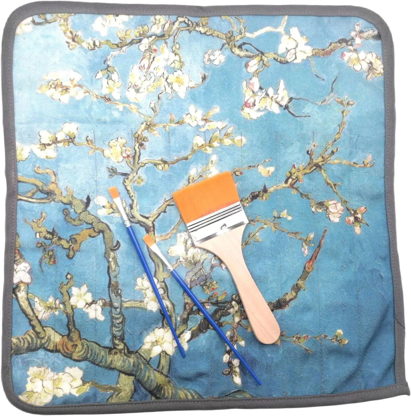 Funny live Paint Brush Holder Art Supplies, Artist Paint Brush & Storage Organizer Roll-Up Case Bag, Protect Acrylic Oil Watercolor Paintbrushes (Almond Blossom 20 Slot Pockets)