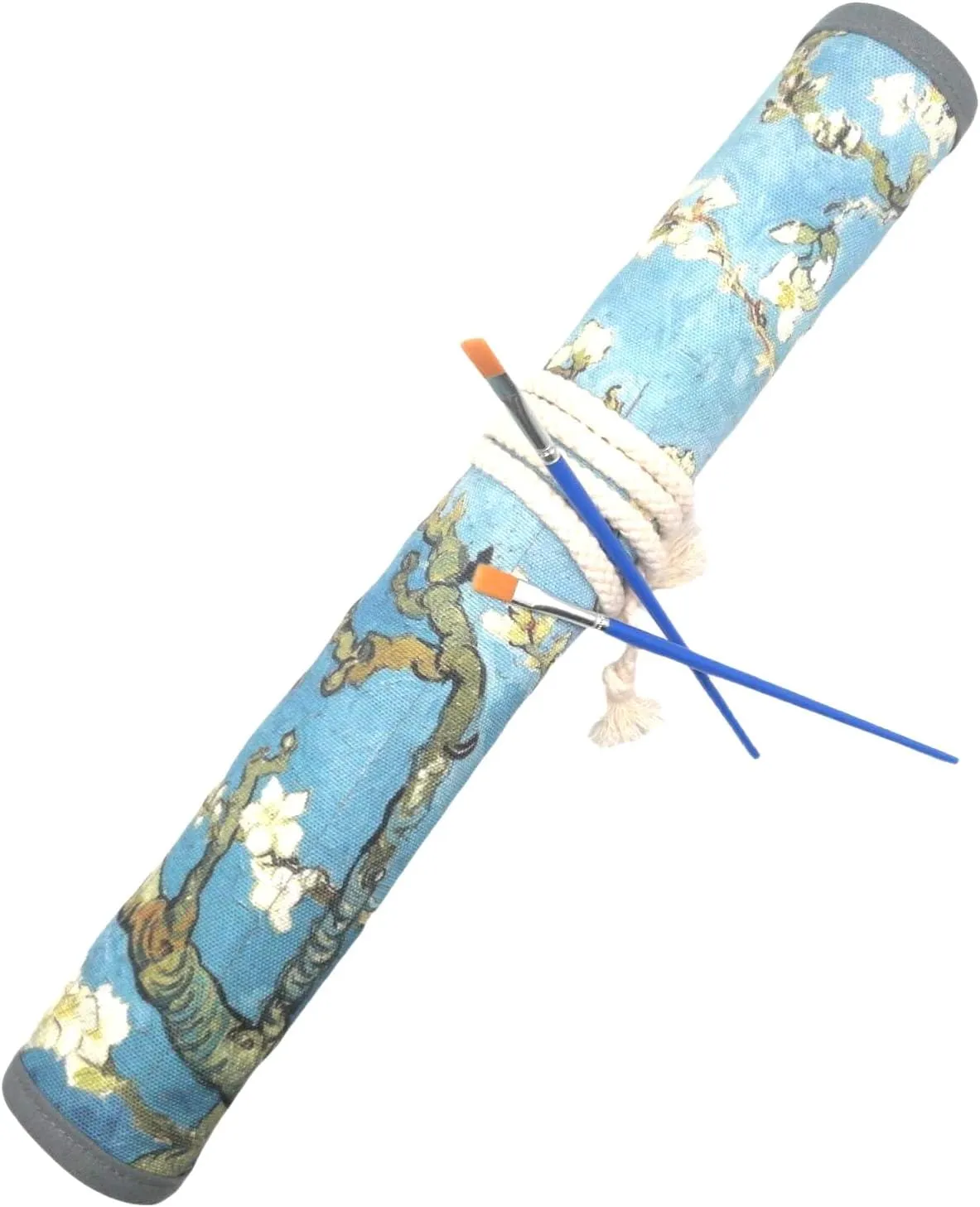 Funny live Paint Brush Holder Art Supplies, Artist Paint Brush & Storage Organizer Roll-Up Case Bag, Protect Acrylic Oil Watercolor Paintbrushes (Almond Blossom 20 Slot Pockets)