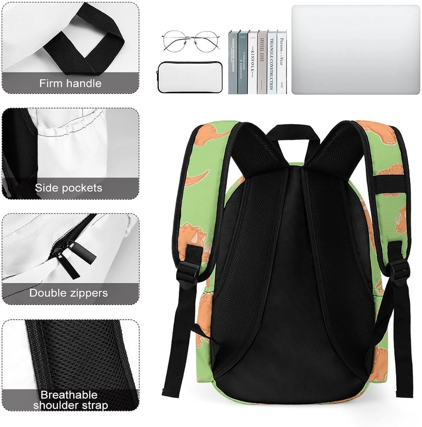 Funny Triceratops Casual Travel Backpack Lightweight with Multi Compartment Laptop Bagpack for Women Men Hiking Business Work