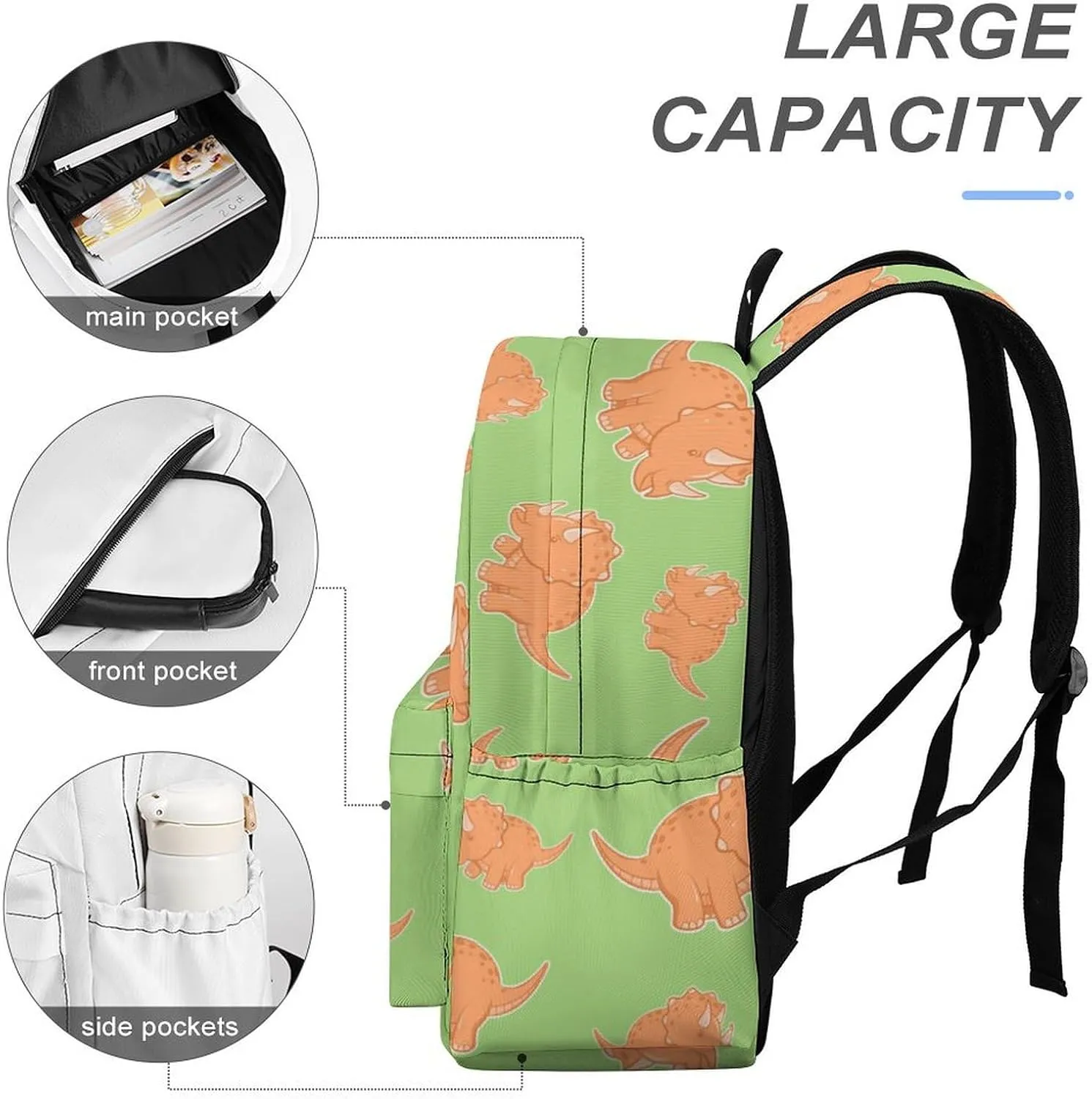 Funny Triceratops Casual Travel Backpack Lightweight with Multi Compartment Laptop Bagpack for Women Men Hiking Business Work
