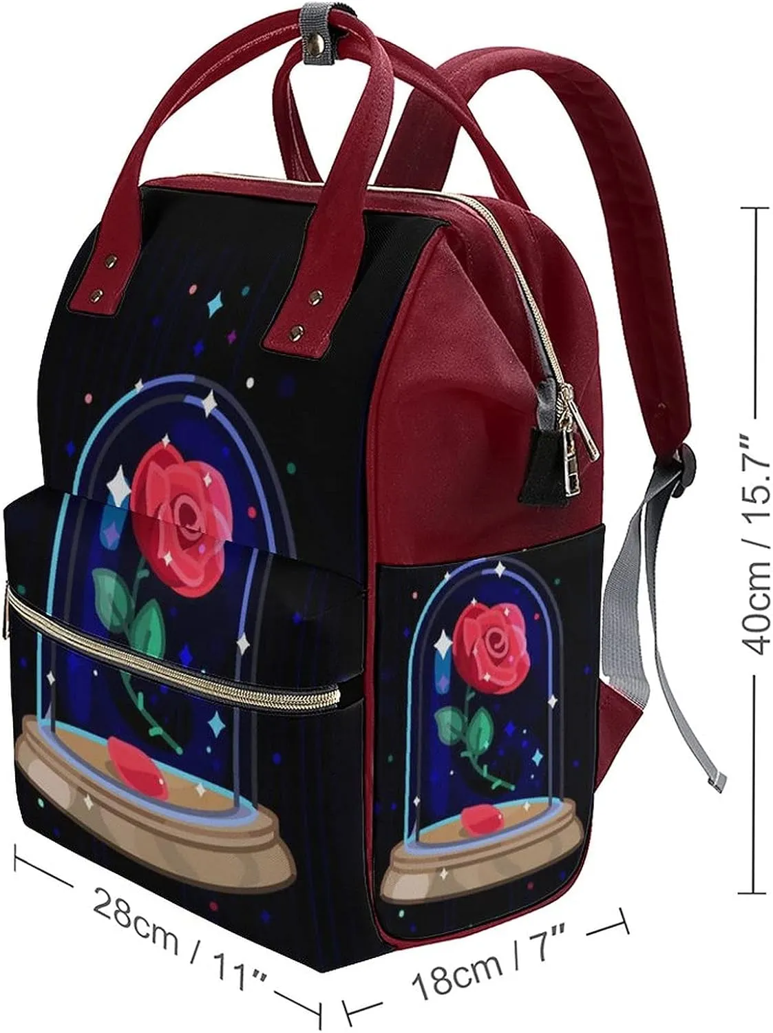 FunnyStar Beauty And Beast Women's Laptop Backpack Travel Nurse Shoulder Bag Casual Mommy Daypack,Red,0ne size