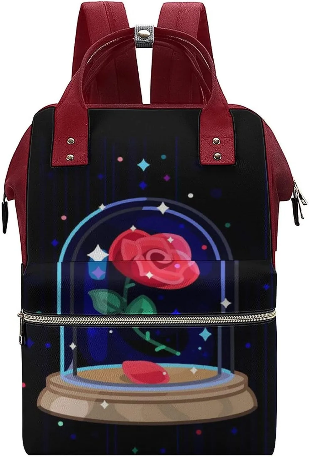 FunnyStar Beauty And Beast Women's Laptop Backpack Travel Nurse Shoulder Bag Casual Mommy Daypack,Red,0ne size