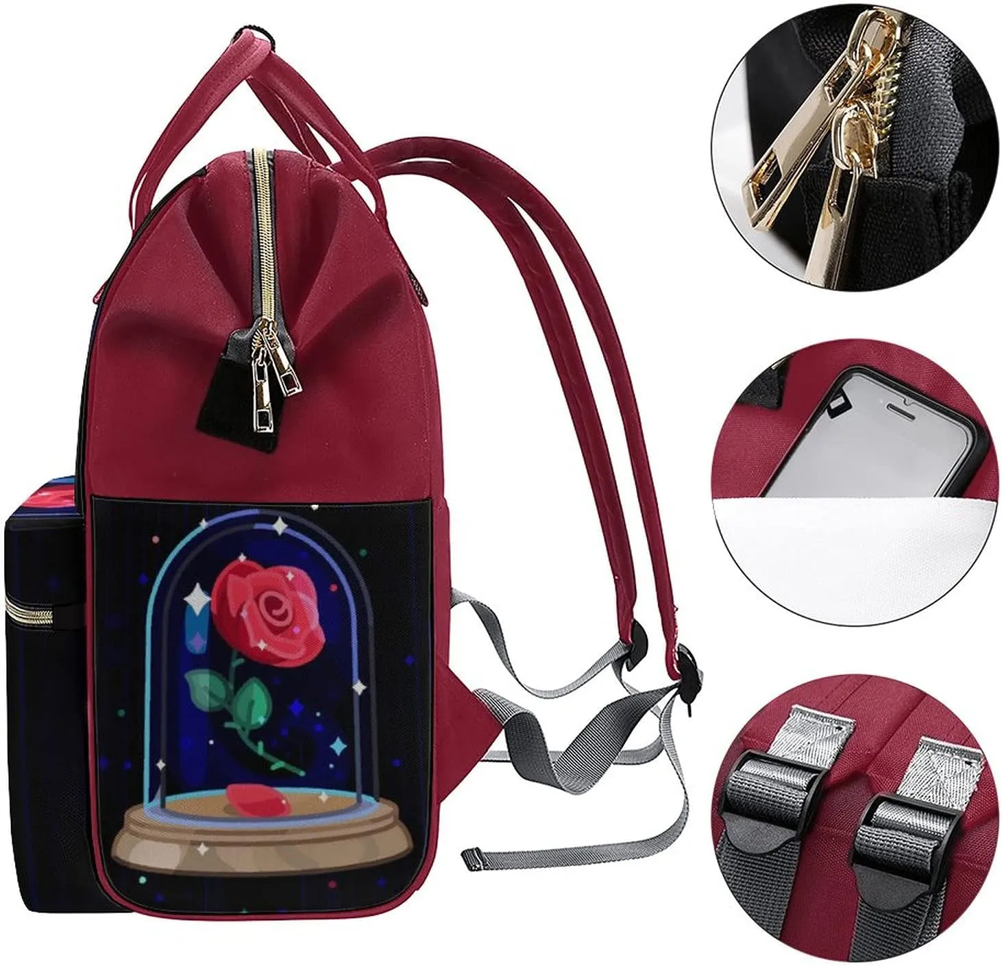 FunnyStar Beauty And Beast Women's Laptop Backpack Travel Nurse Shoulder Bag Casual Mommy Daypack,Red,0ne size