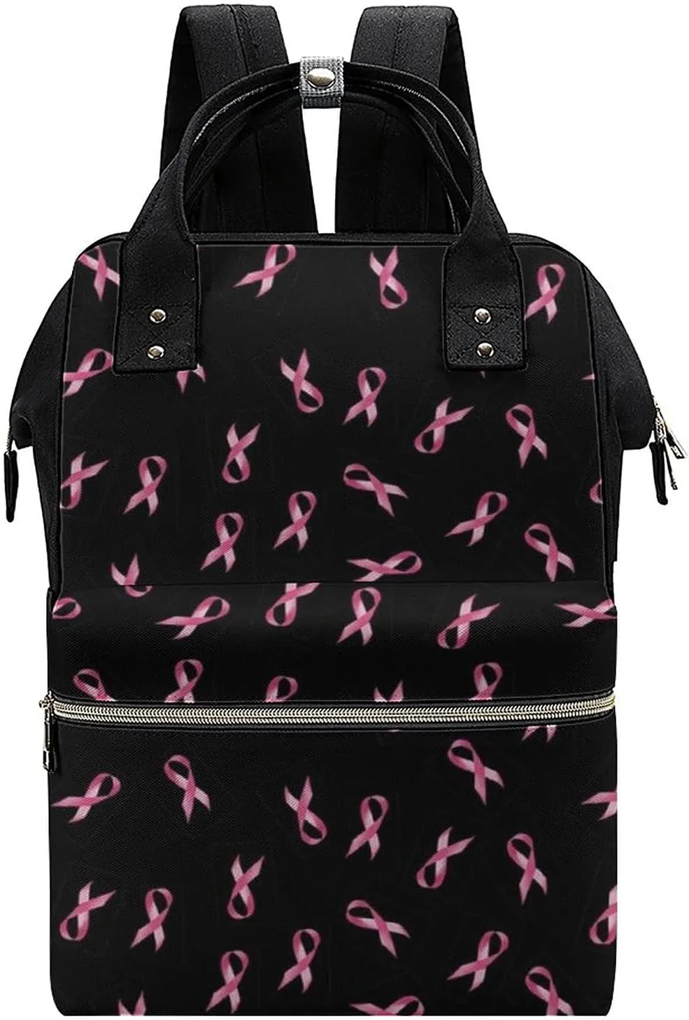 FunnyStar Breast Cancer Pink Ribbon Women's Laptop Backpack Travel Nurse Shoulder Bag Casual Mommy Daypack