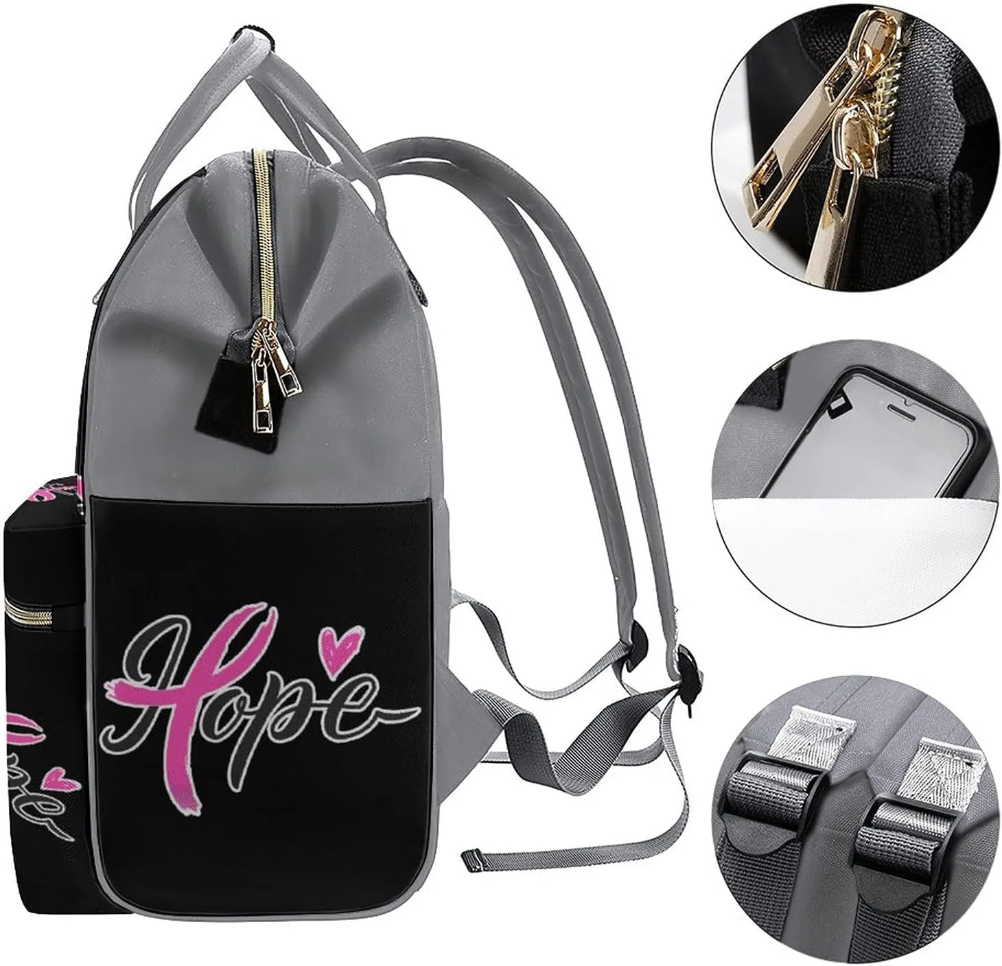 FunnyStar Hope Breast Cancer Awareness Women's Laptop Backpack Travel Nurse Shoulder Bag Casual Mommy Daypack