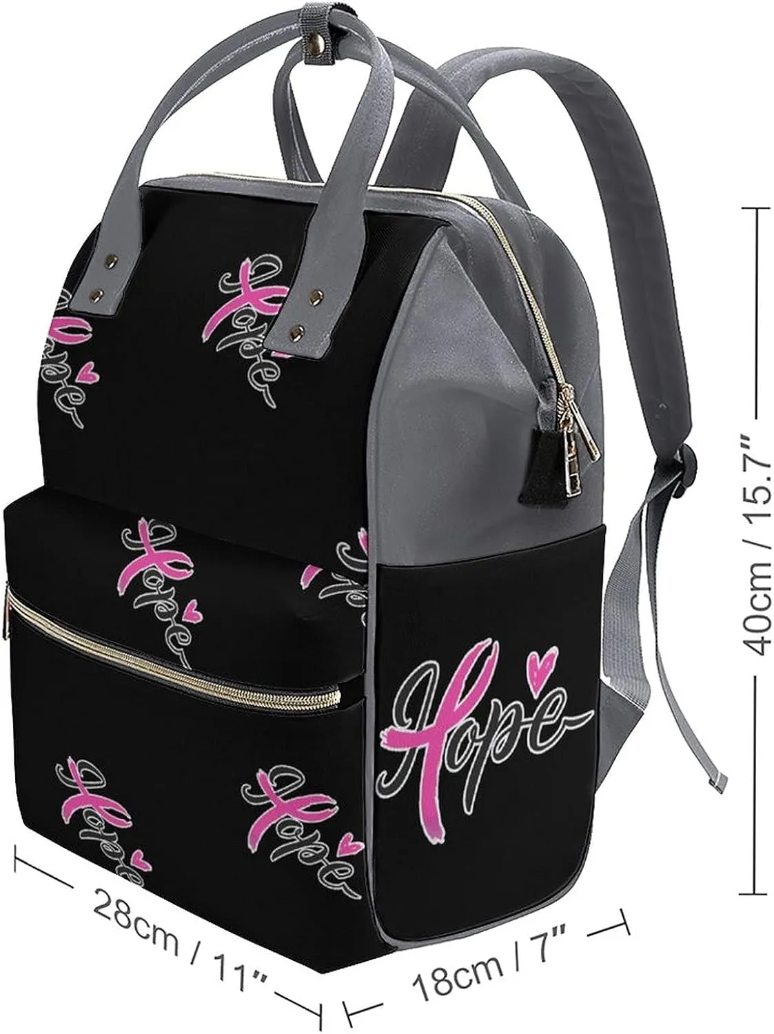 FunnyStar Hope Breast Cancer Awareness Women's Laptop Backpack Travel Nurse Shoulder Bag Casual Mommy Daypack