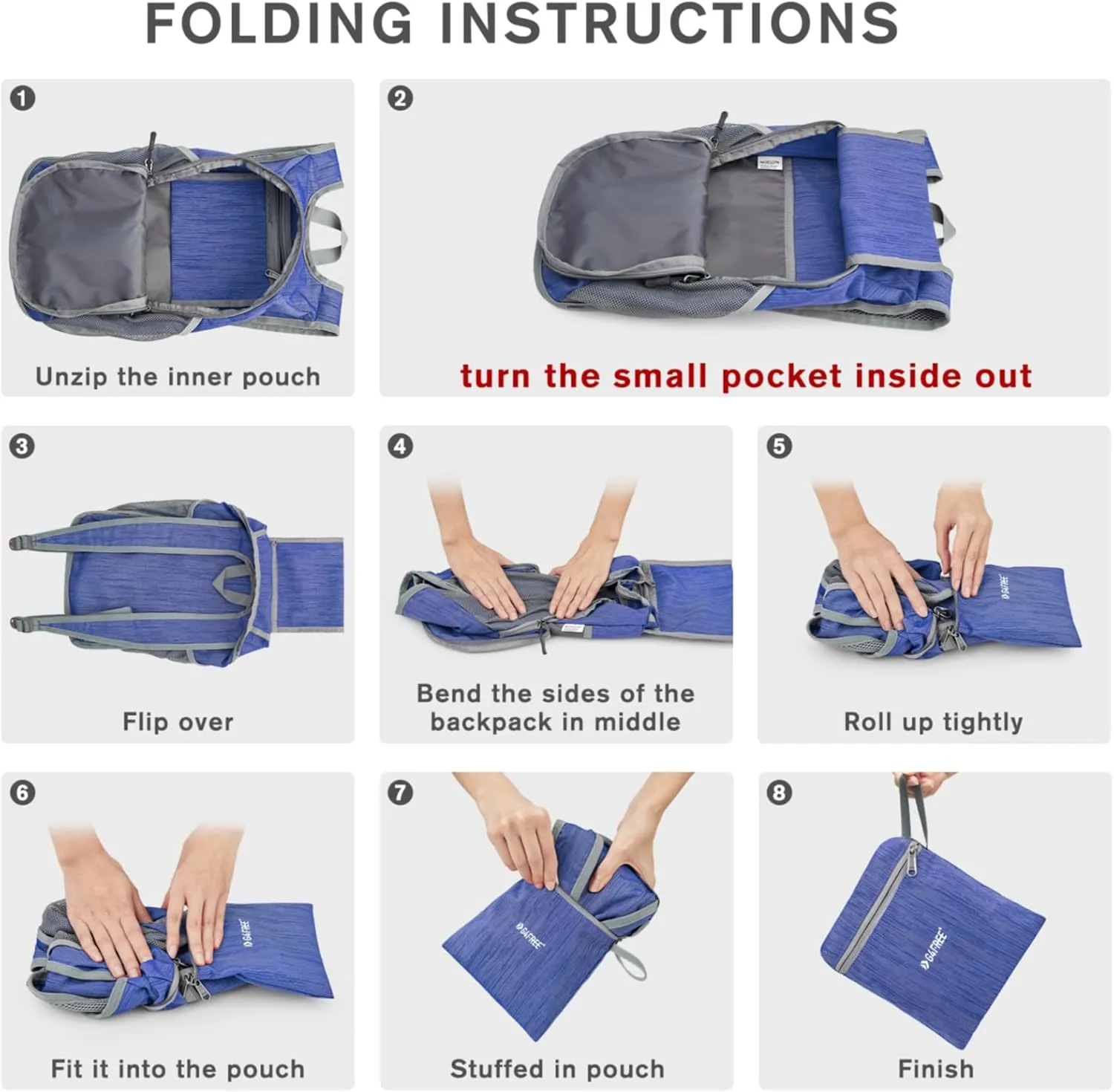 G4Free 10L Hiking Backpack Small Travel Hiking Daypack Lightweight Packable Backpack Casual Foldable Shoulder Bag