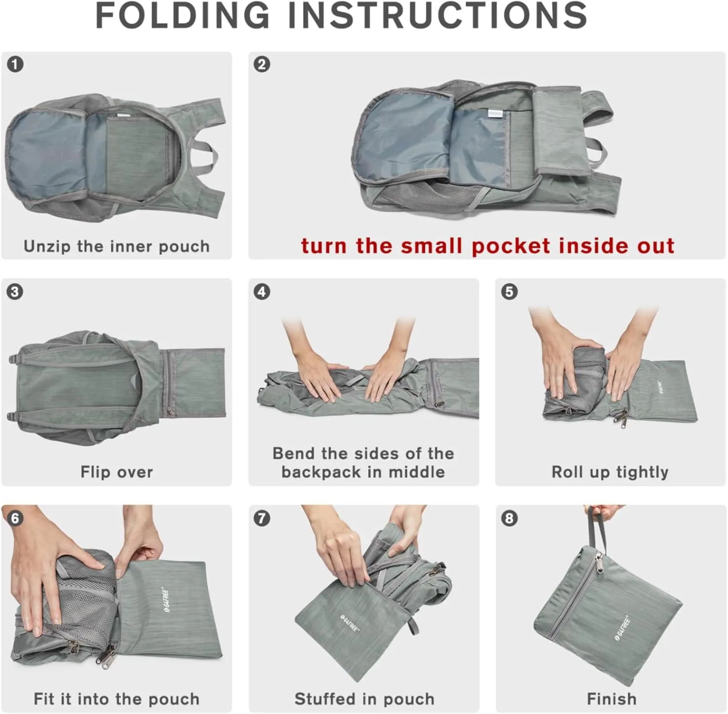 G4Free 10L Hiking Backpack Small Travel Hiking Daypack Lightweight Packable Backpack Casual Foldable Shoulder Bag