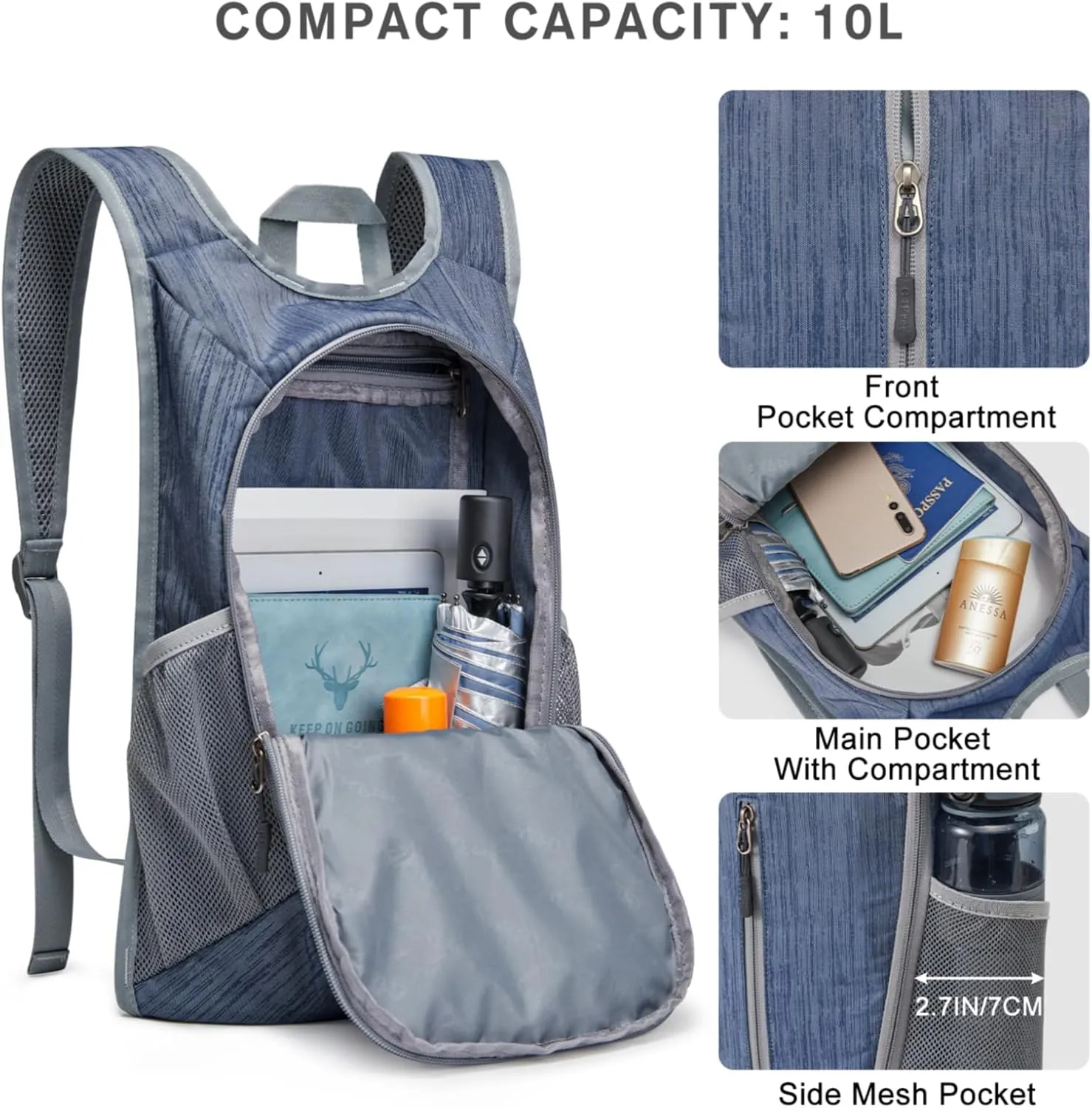 G4Free 10L Hiking Backpack Small Travel Hiking Daypack Lightweight Packable Backpack Casual Foldable Shoulder Bag