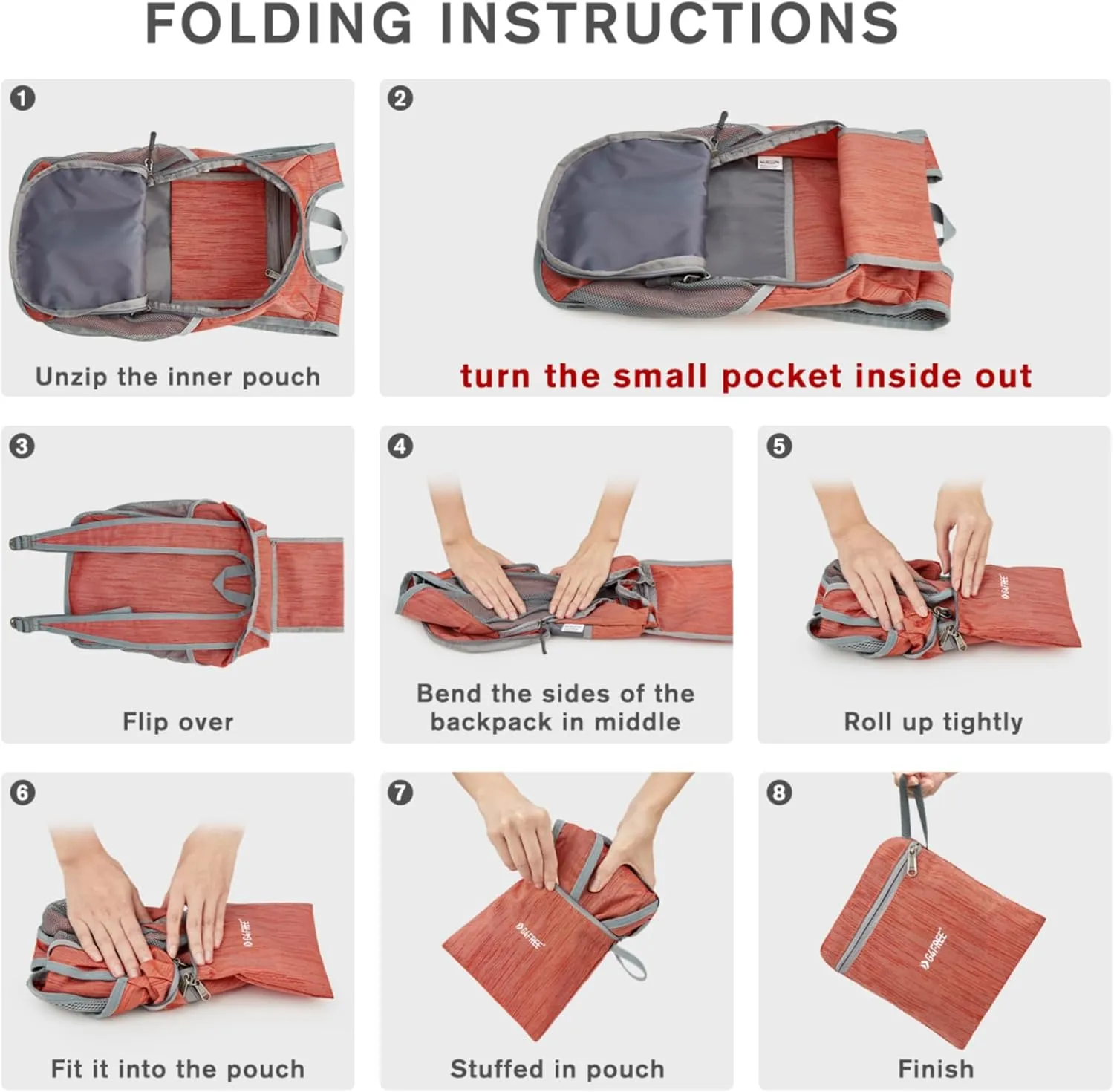 G4Free 10L Hiking Backpack Small Travel Hiking Daypack Lightweight Packable Backpack Casual Foldable Shoulder Bag