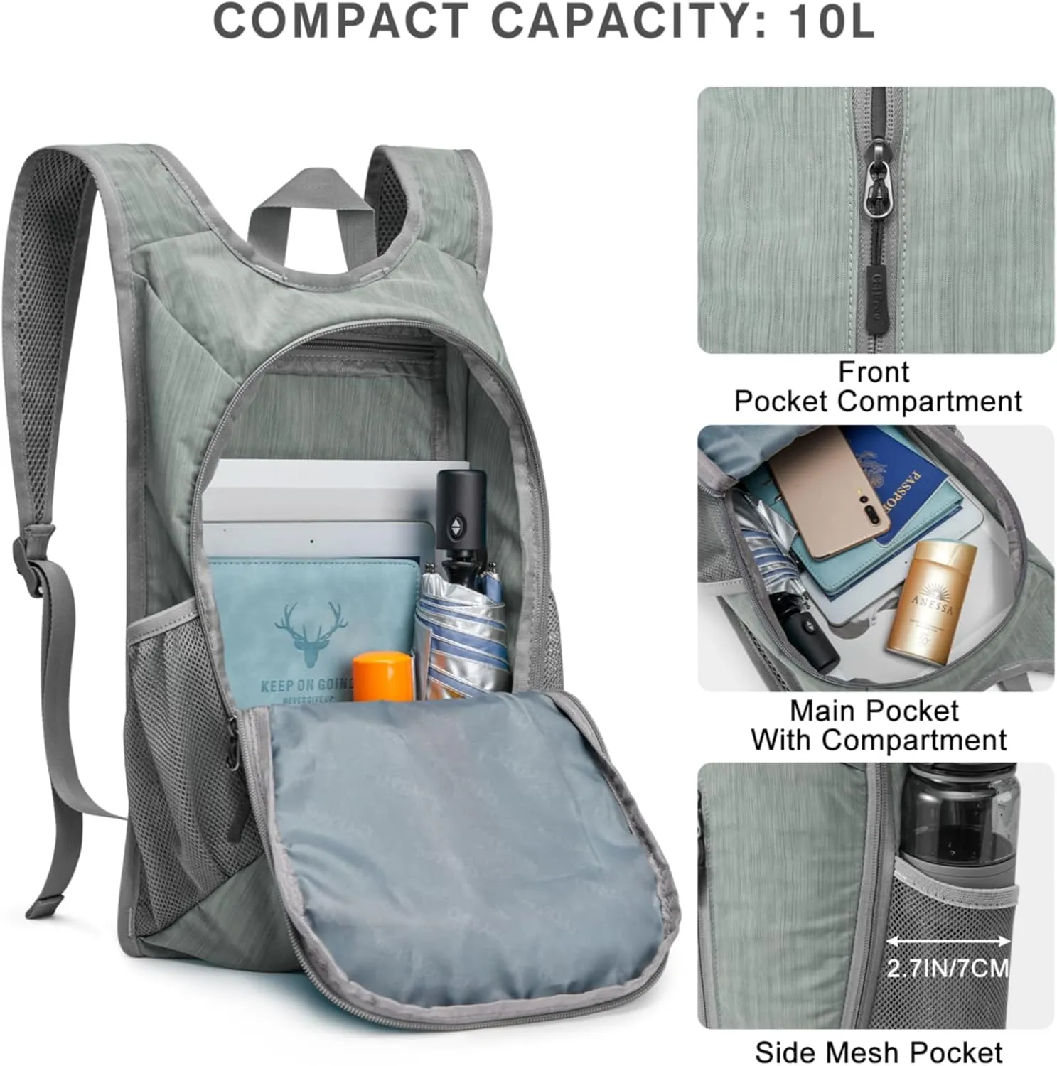 G4Free 10L Hiking Backpack Small Travel Hiking Daypack Lightweight Packable Backpack Casual Foldable Shoulder Bag