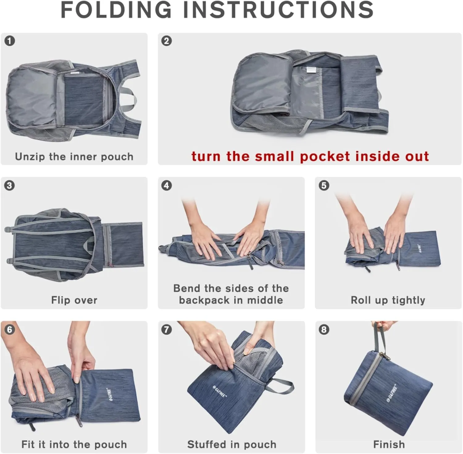 G4Free 10L Hiking Backpack Small Travel Hiking Daypack Lightweight Packable Backpack Casual Foldable Shoulder Bag