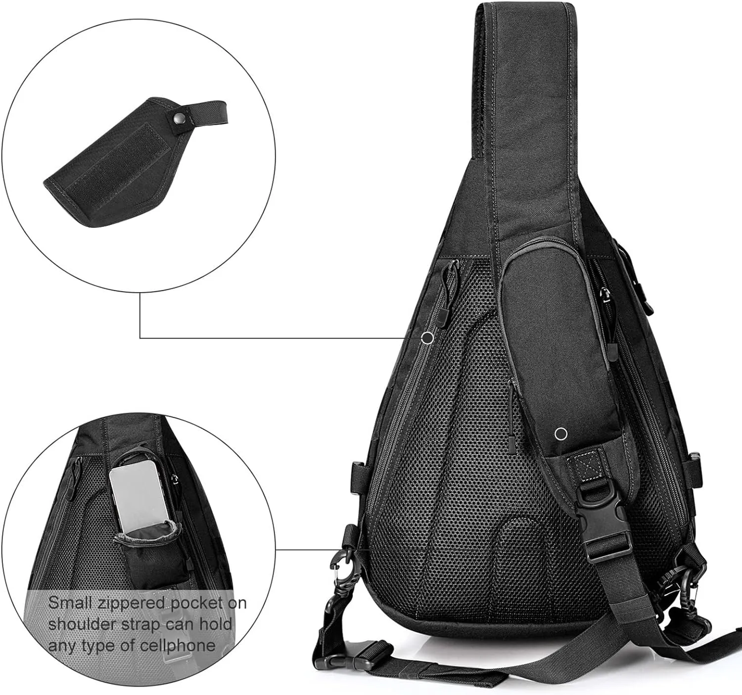 G4Free Tactical EDC Sling Backpack, Military Rover Shoulder Sling Bag Pack with Pistol Holster for Concealed Carry