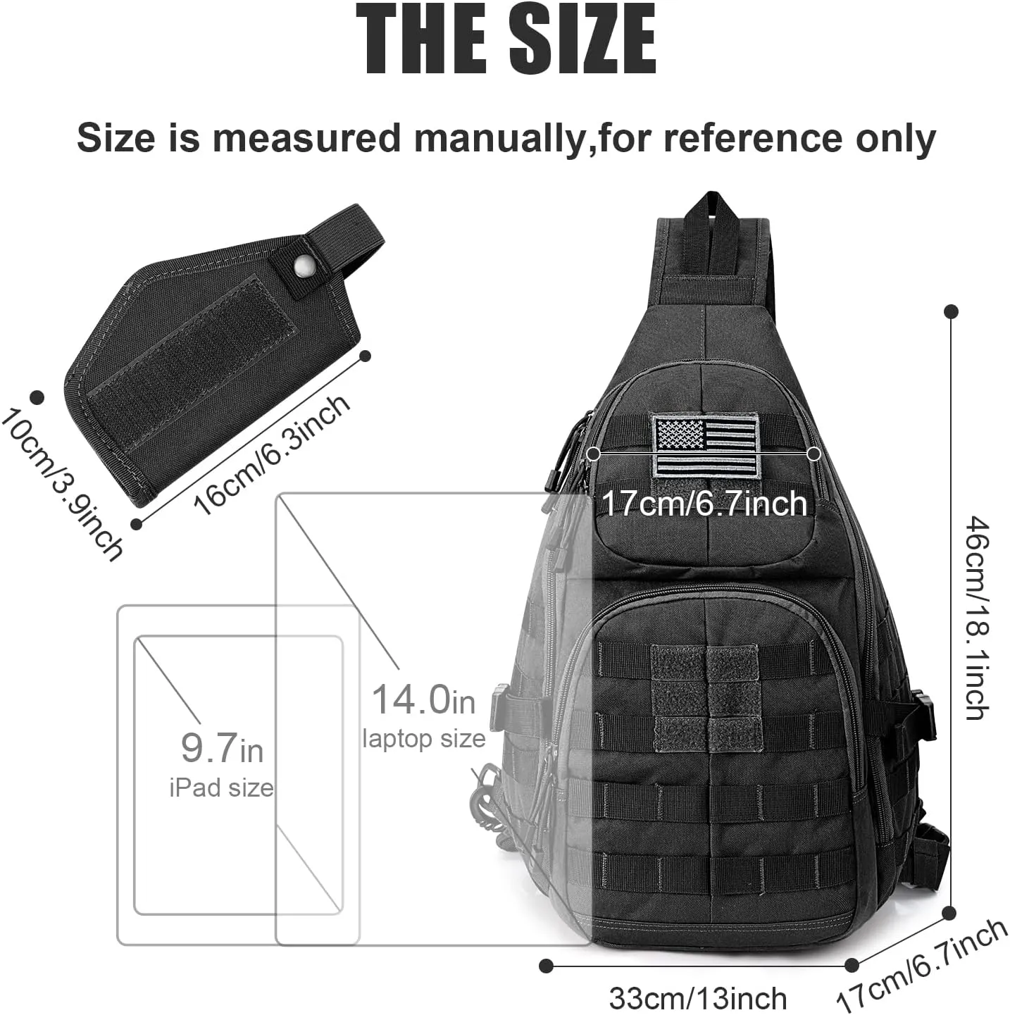 G4Free Tactical EDC Sling Backpack, Military Rover Shoulder Sling Bag Pack with Pistol Holster for Concealed Carry