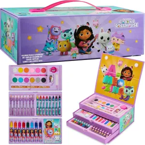 Gabby's Dollhouse Art Kids Colouring Drawing Set - Gifts for Girls (Multi Case)