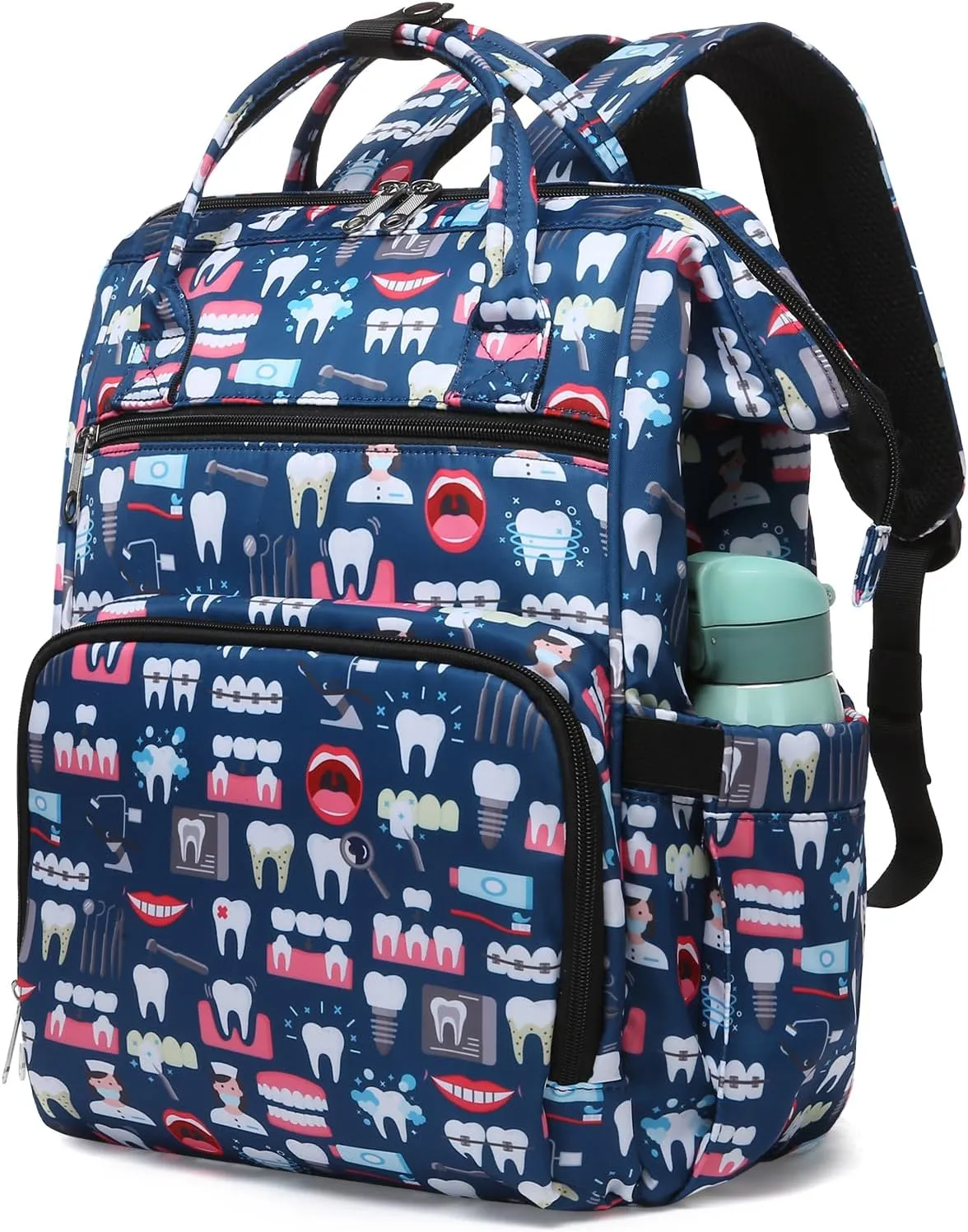 Gatycallaty Teacher Backpack for Women Teacher Laptop Bag Travel Work Gifts Teacher Bookbag Office Educators Large Capacity (NAVYTEETH, 15.6 inches)