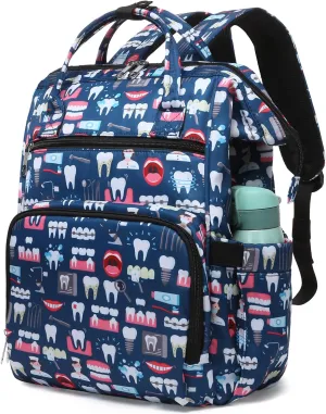 Gatycallaty Teacher Backpack for Women Teacher Laptop Bag Travel Work Gifts Teacher Bookbag Office Educators Large Capacity (NAVYTEETH, 15.6 inches)