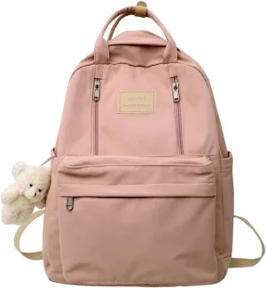 GAXOS Cute Backpack for School Aesthetic Backpack Purse for Women Girls Pink Book Bag Korea Style Bookbag