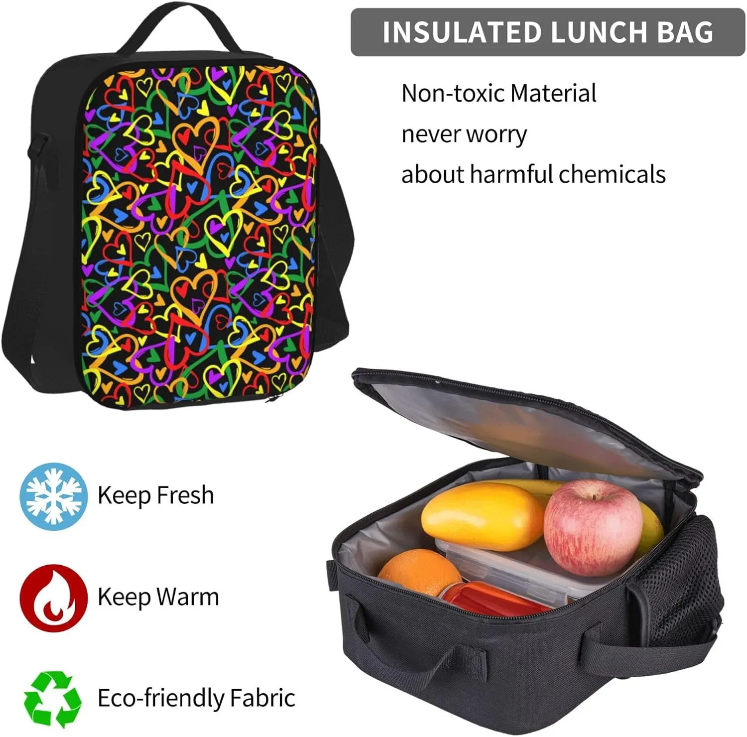Gay pride rainbow Multifunctional Pocket Backpack Crossbody Lunch Bag Pencil Case 3Pcs Set Large Capacity Backpack