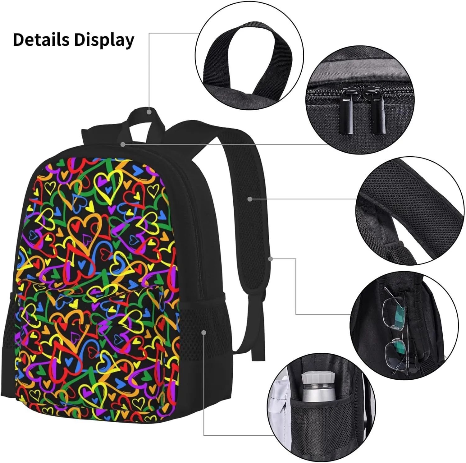 Gay pride rainbow Multifunctional Pocket Backpack Crossbody Lunch Bag Pencil Case 3Pcs Set Large Capacity Backpack