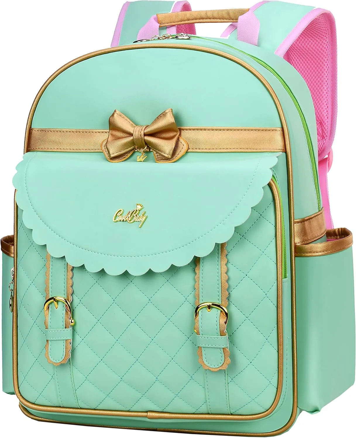 Gazigo Children Princess Waterproof PU Backpack for Girls Elementary School Girl Bookbags