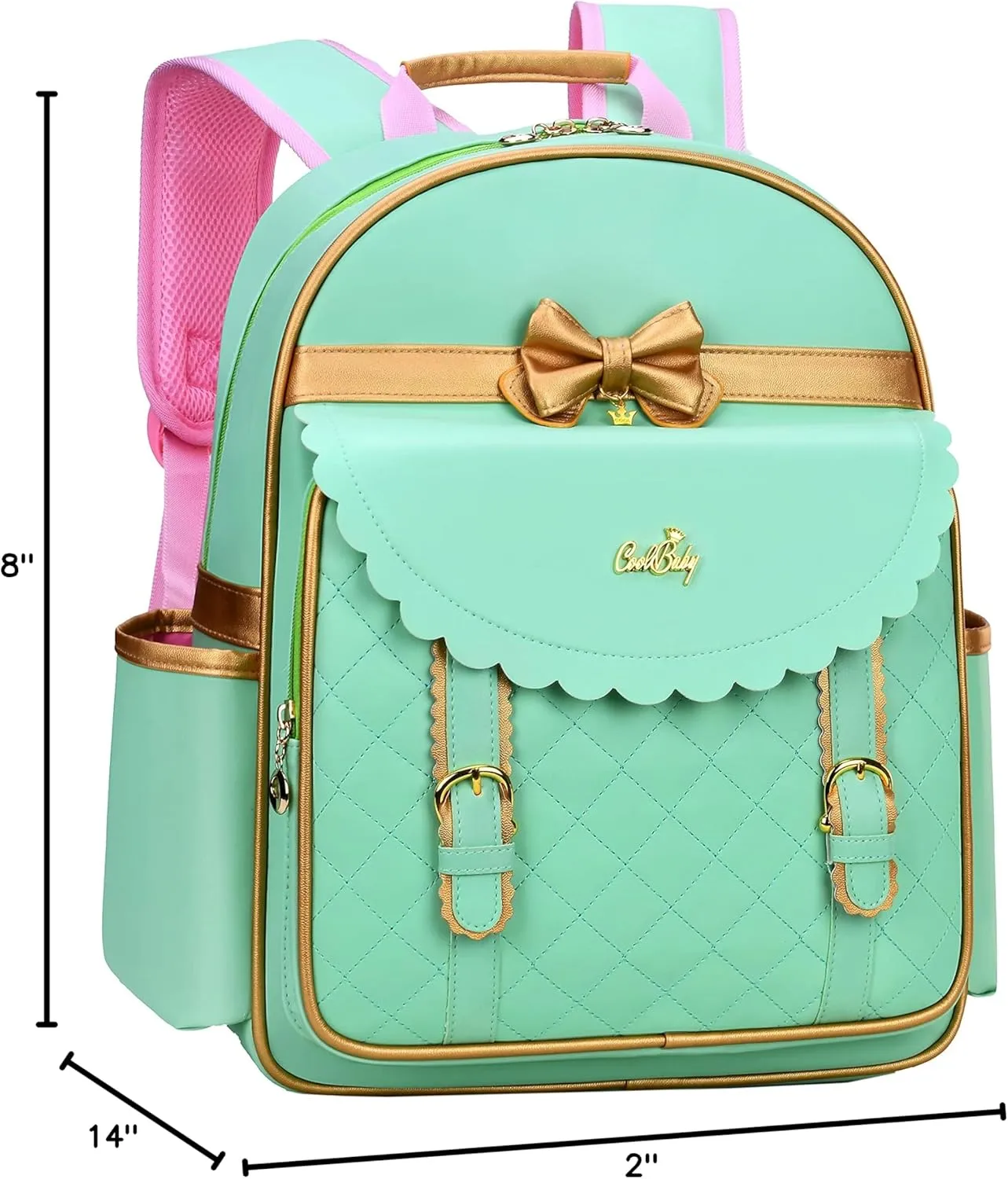 Gazigo Children Princess Waterproof PU Backpack for Girls Elementary School Girl Bookbags
