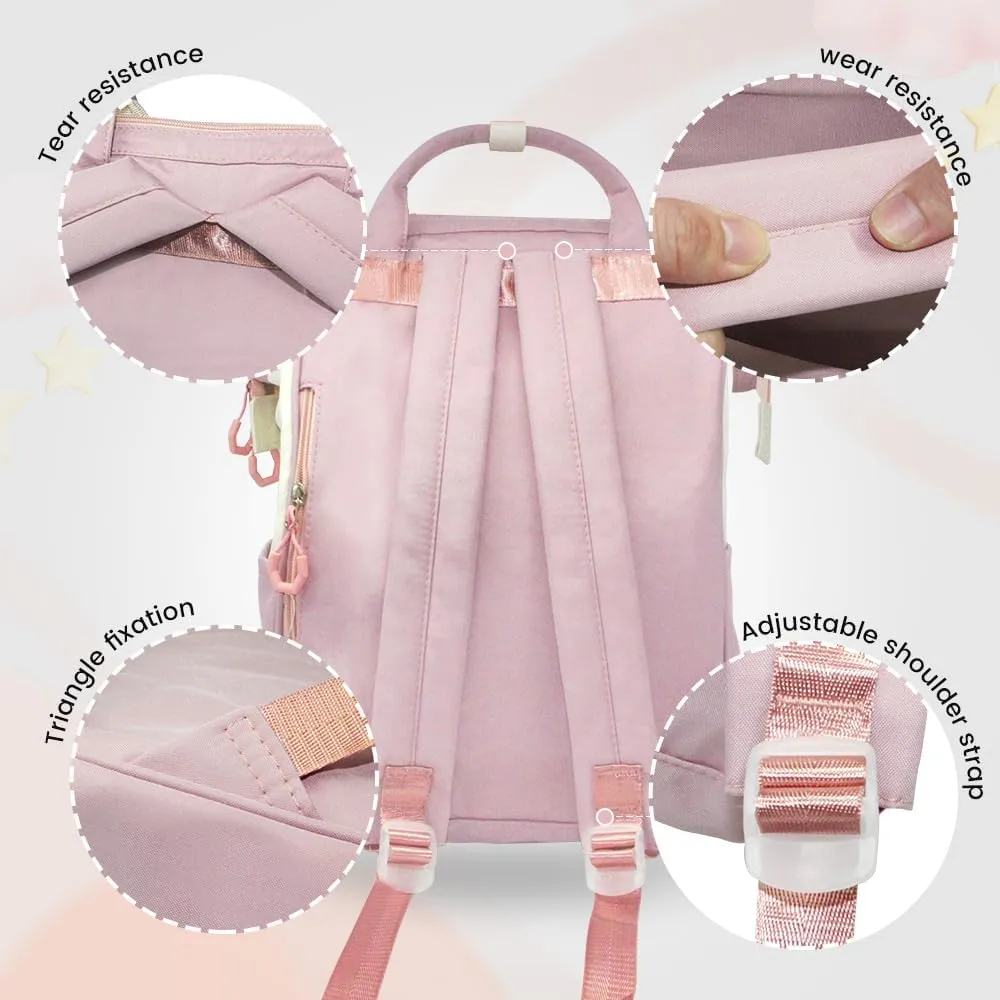Geelragaly Laptop Backpack for 15.7 -inch Laptops, Waterproof Backpack for Female, with Lunch Bagand wallet, Three - piece set,pink.