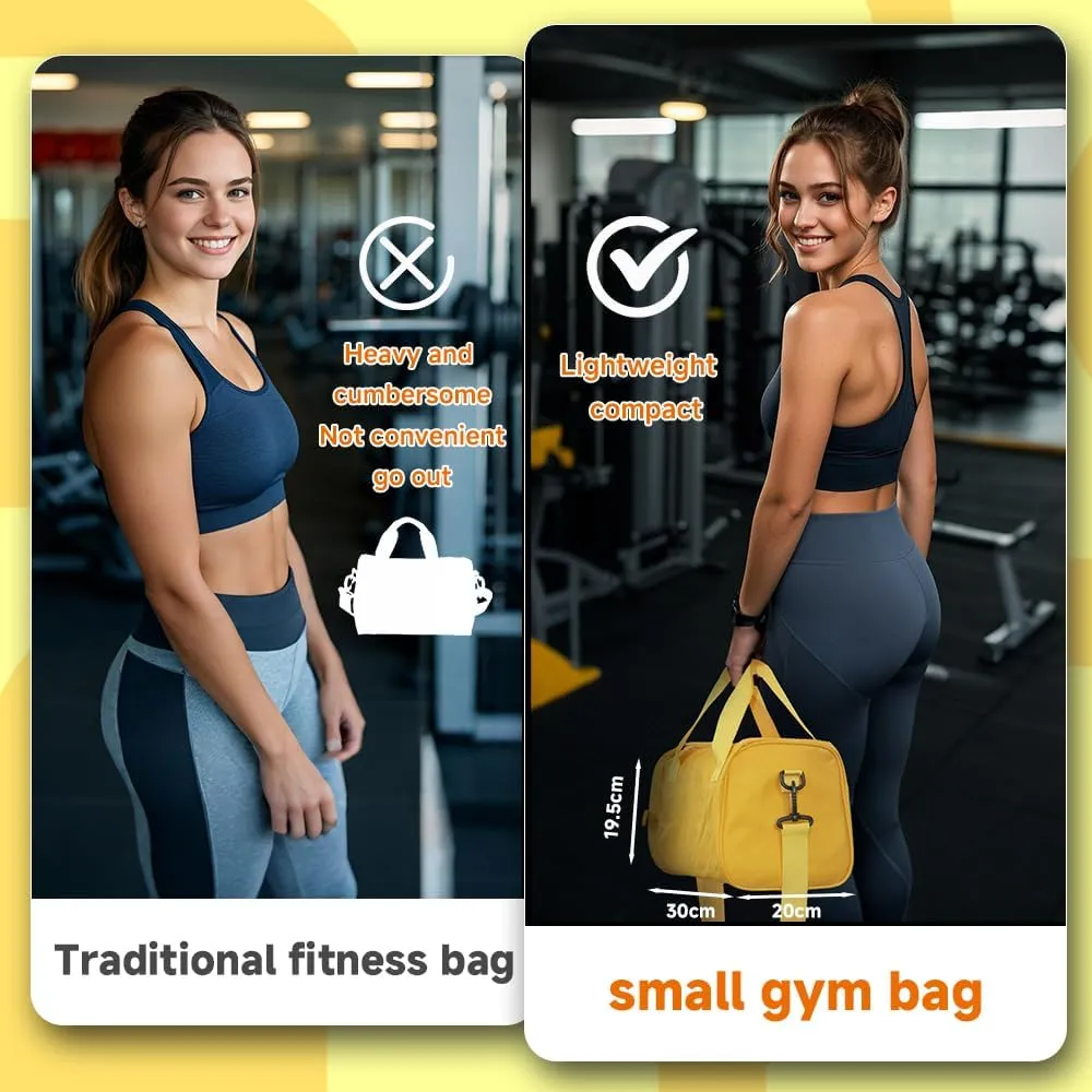 Geerlaqaly gym Bag is suitable for women's side compartments with Velcro 12L double zipper mini gym bag for exercise, dance, sports, travel and portable fitness handbag,black