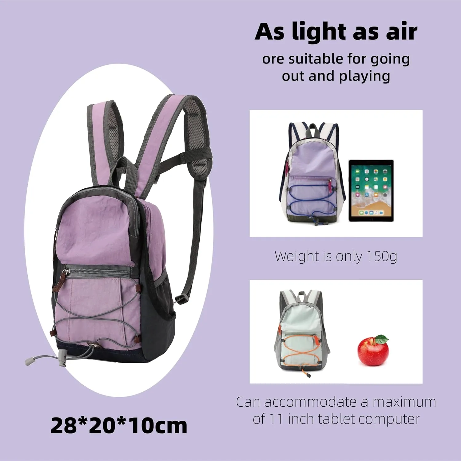 Geerlaqaly hiking backpack, suitable for both men and women, lightweight and large capacity, suitable for leisure and urban use, with reflective strips and whistle,blackpurple