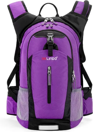 GELINDO 18L Hiking Hydration Pack - 2.5L Water Bladder - Purple, Climbing, Shoulder Strap