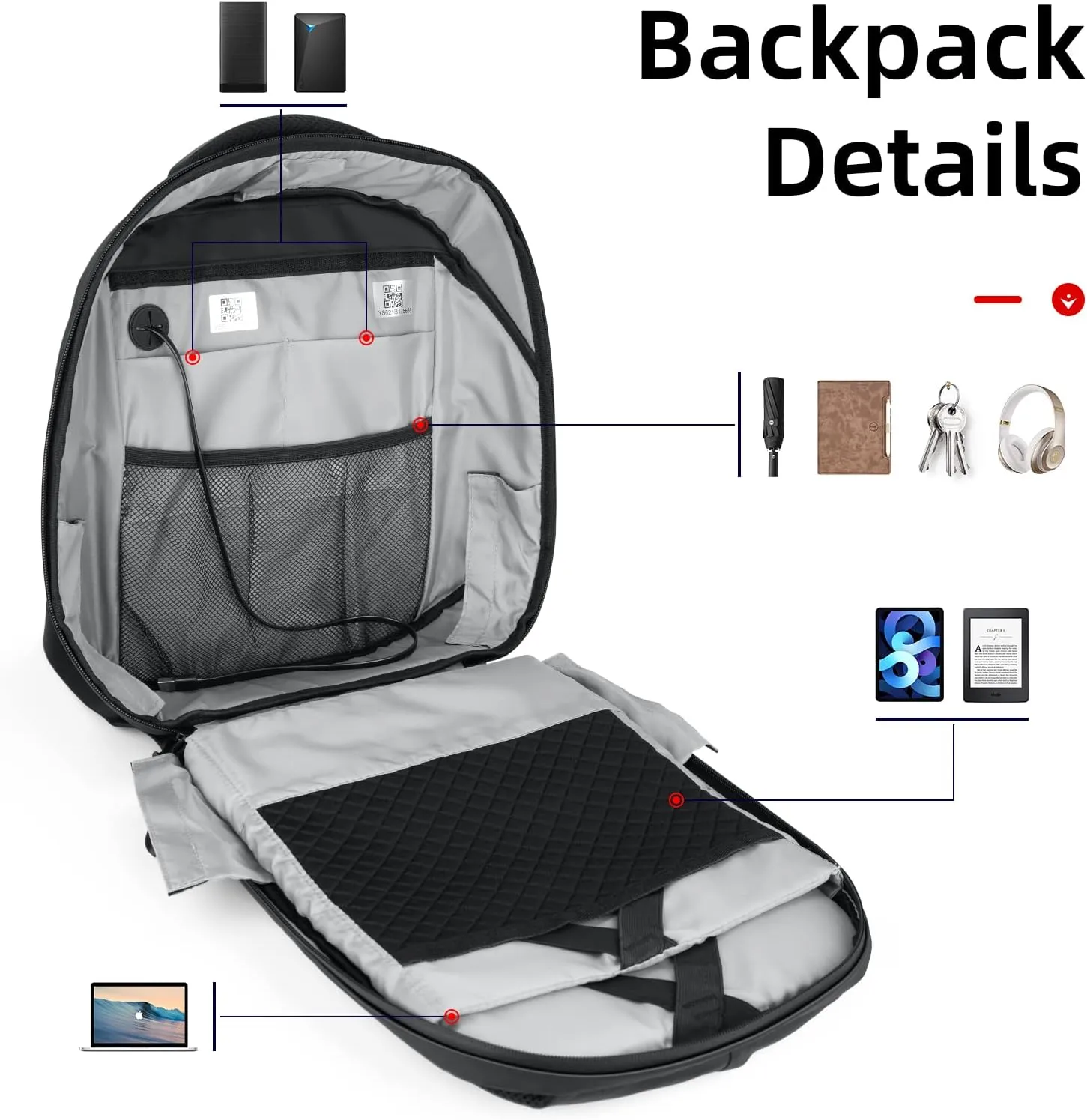 Gelrova LED Backpack with App Control City Serise, 17 Inch Cool DIY Pixel Art Animation Fashion Programming Laptop Backpack, Unique Gift for Men or Women