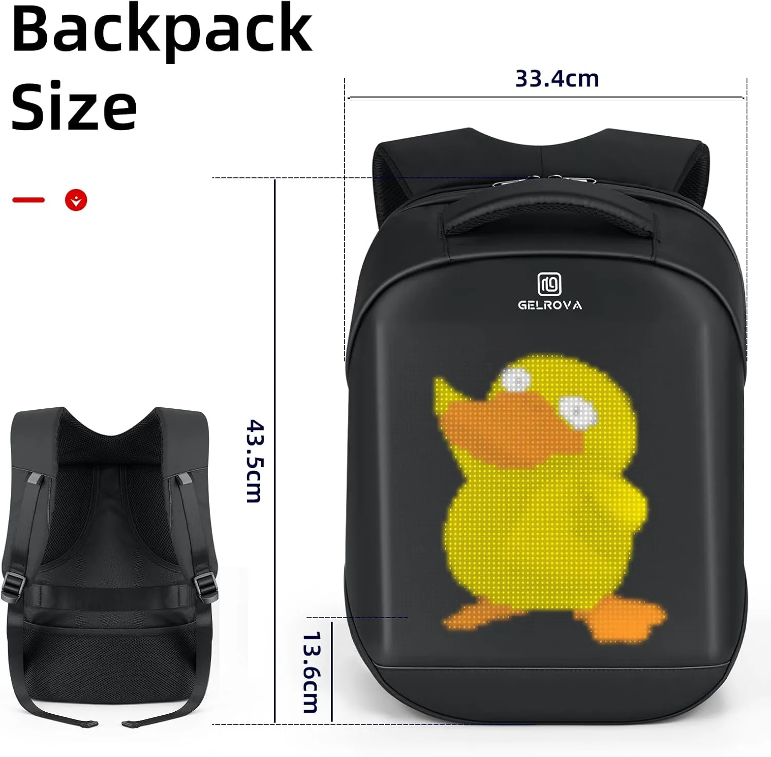 Gelrova LED Backpack with App Control City Serise, 17 Inch Cool DIY Pixel Art Animation Fashion Programming Laptop Backpack, Unique Gift for Men or Women