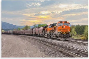 Generic Diesel Train BNSF Poster Sunset Haixia Train Poster Vintage Poster Canvas Painting Posters And Prints Wall Art Pictures for Living Room Bedroom Decor 08x12inch(20x30cm) Unframe-style