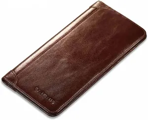 Genuine Italian Leather Handbag Organizer Card Case Long Bifold Wallet