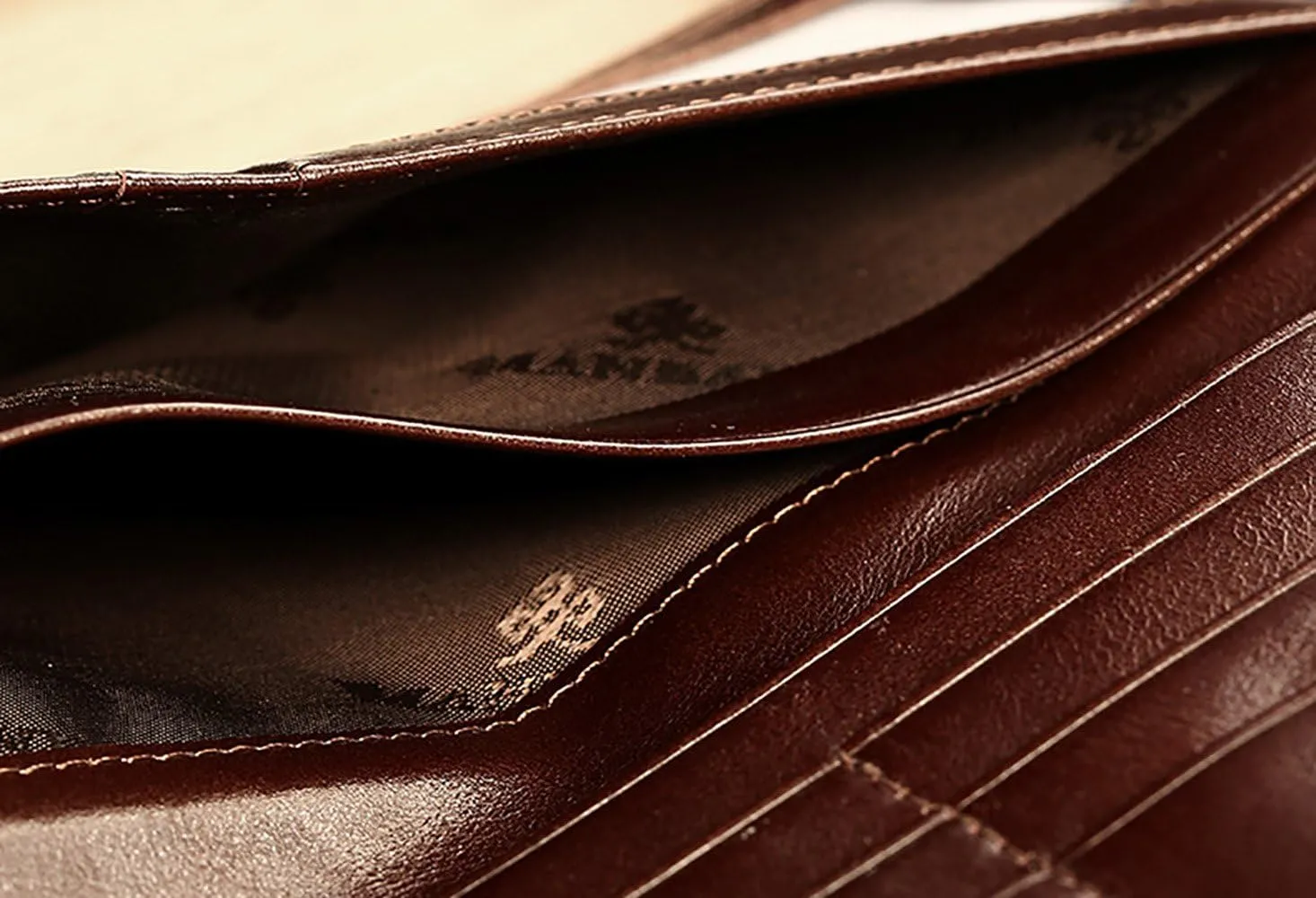 Genuine Italian Leather Handbag Organizer Card Case Long Bifold Wallet