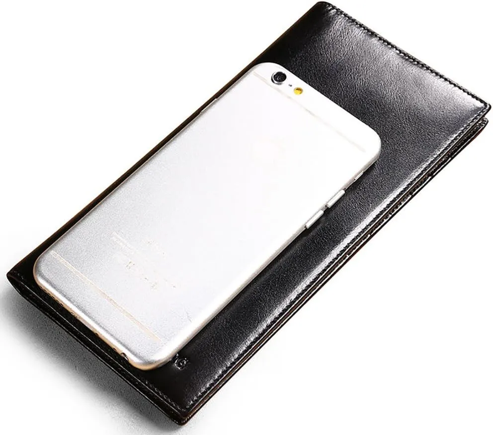 Genuine Italian Leather Handbag Organizer Card Case Long Bifold Wallet