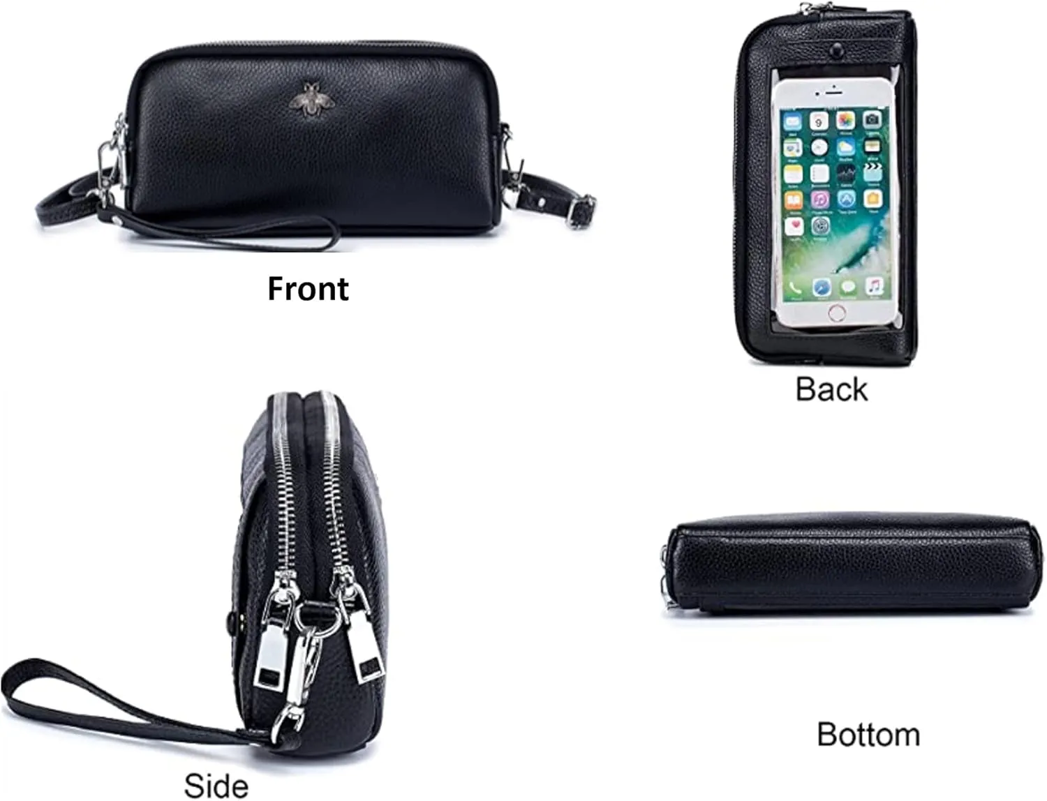 Genuine Leather Touch Screen Phone Bag Case Wristlet Handbag Wallet for Women Girls