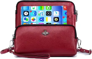 Genuine Leather Touch Screen Phone Bag Case Wristlet Handbag Wallet for Women Girls