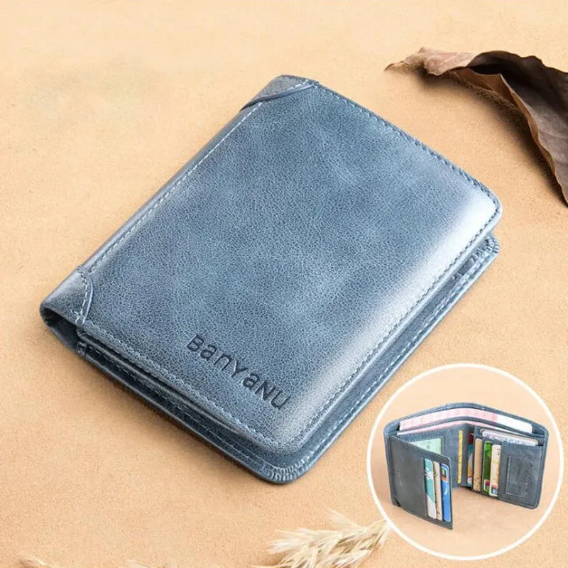 Genuine Leather Trifold Wallet for Men