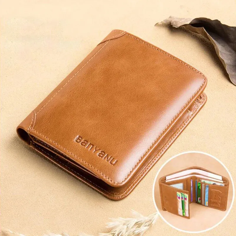 Genuine Leather Trifold Wallet for Men