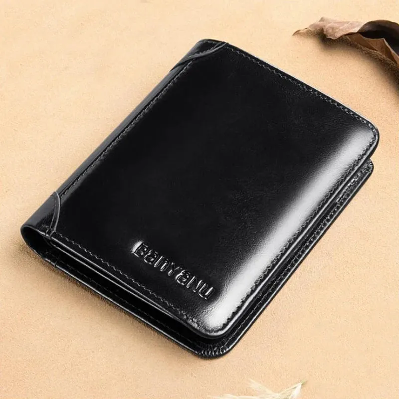 Genuine Leather Trifold Wallet for Men
