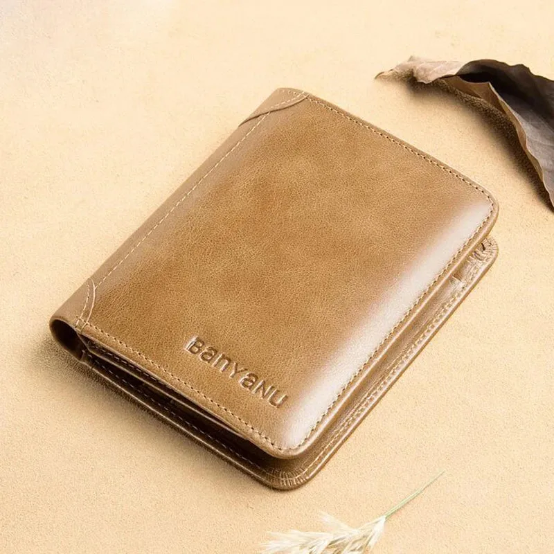 Genuine Leather Trifold Wallet for Men