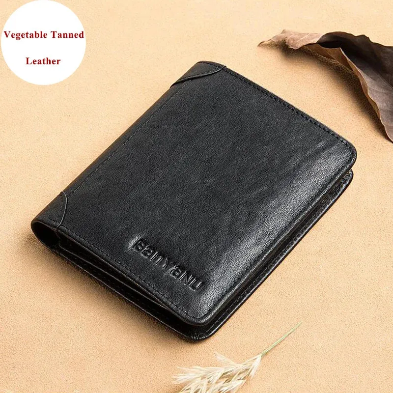 Genuine Leather Trifold Wallet for Men